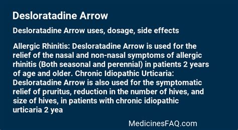 Desloratadine Arrow: Uses, Dosage, Side Effects, FAQ - MedicinesFAQ