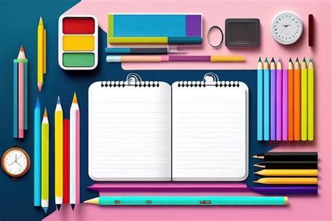 Premium AI Image | School supplies flat lay