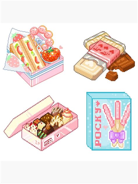 "Kawaii Pixel food cute aesthetic sticker set " Canvas Print by aesthetics4you | Redbubble