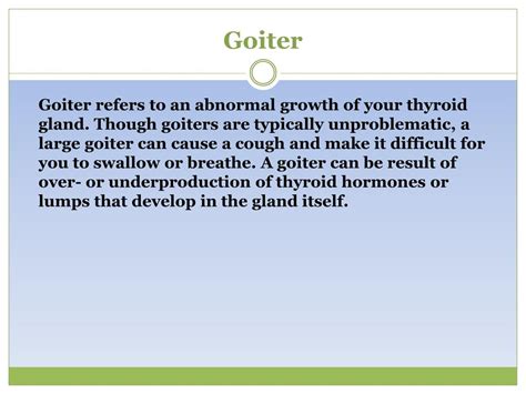 PPT - Goiter: Read about symptoms, causes and treatment PowerPoint ...