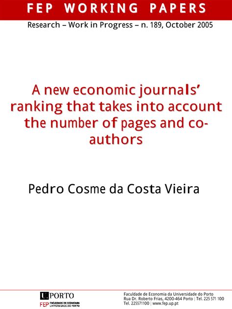 (PDF) An economics journals' ranking that takes into account the number of pages and co-authors