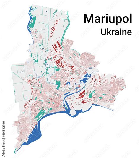 Mariupol vector map. Detailed map of Mariupol city administrative area ...