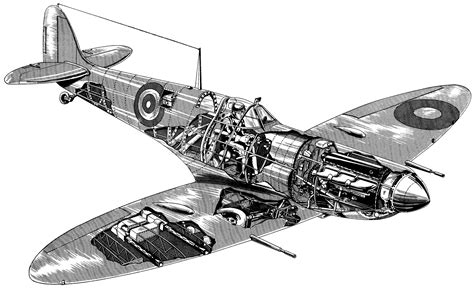 Supermarine Spitfire Cutaway Drawing in High quality