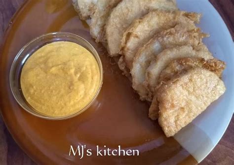 Fried yam coated with egg and spicy fry sauce Recipe by MJ's Kitchen - Cookpad