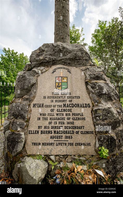 Inscription on the Glen Coe Massacre Monument to the MacDonalds clan ...