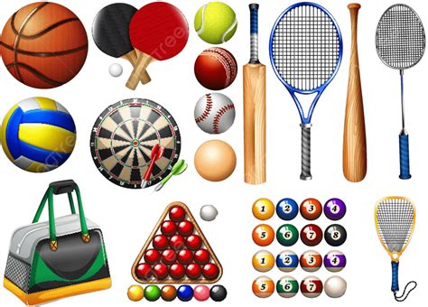 Sports Equipment And Balls Drawing Group Art Vector, Drawing, Group ...