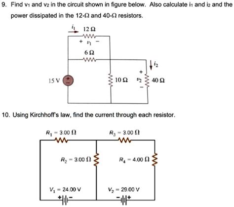 find v1 and v2 in the circuit shown in figure below also calculate i1 and i2 and the power ...