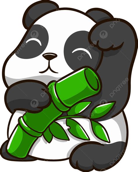 Cartoon Baby Panda With Cute Bamboo Vector, Panda Clipart, Cute Clipart ...