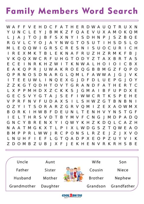 Printable Family Word Search - Cool2bKids