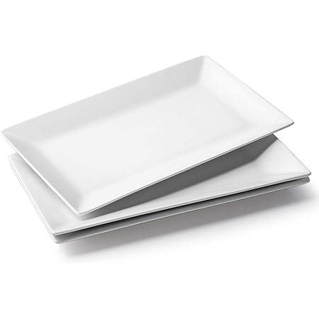 DOWAN Porcelain Rectangular Serving Platters - 14 Inches Large White ...