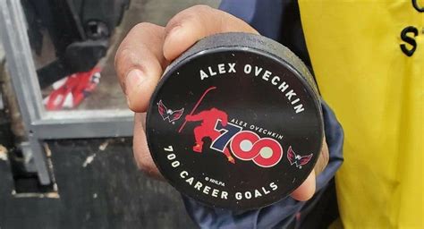 The Winnipeg Jets kept stacks of warmup pucks commemorating Alex Ovechkin’s 700th goal