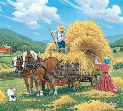 Real farming | Nature art painting, Farm art, Country art