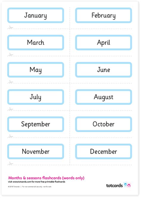 Printable Months Of The Year Flashcards - Printable Word Searches