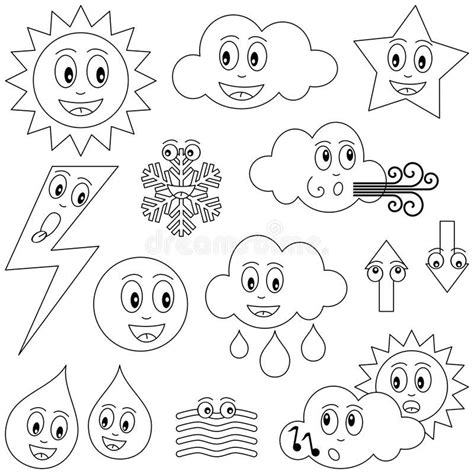 Coloring Weather Characters vector illustration | Preschool coloring ...