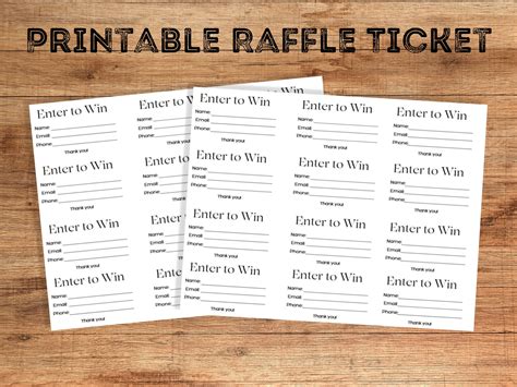 Printable Raffle Tickets, Raffle Ticket Template, Enter to Win ...