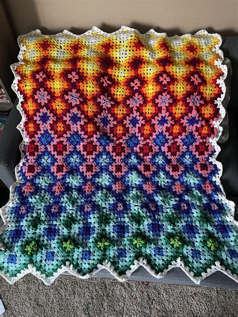 Finished a rainbow granny square-like blanket 🌈 : r/crochet