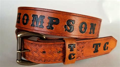 Personalized Leather Belt Engraved with Name and Initials