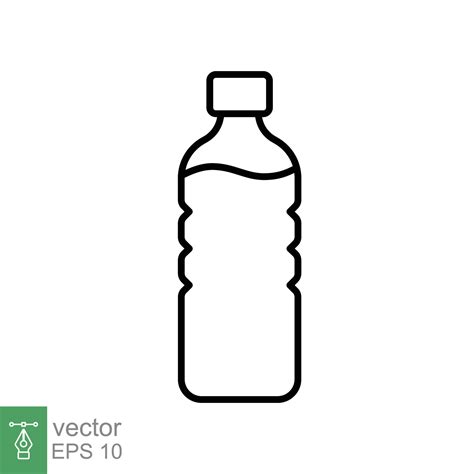 Water bottle line icon. Simple outline style. Plastic bottle, drink, mineral, soda, juice, food ...