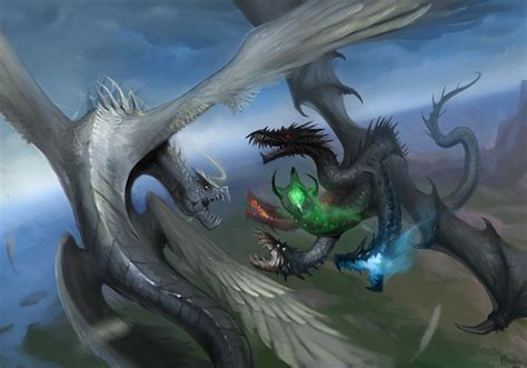 Bahamut vs Tiamat by Motolog on DeviantArt