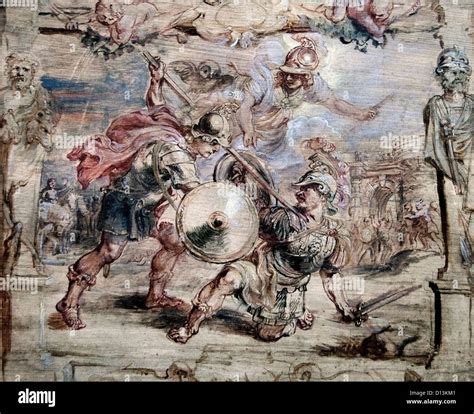 Achilles kills Hector Iliad Mycenae Greek Greece Peter Paul Rubens 1577 - 1640 Belgium Belgian ...