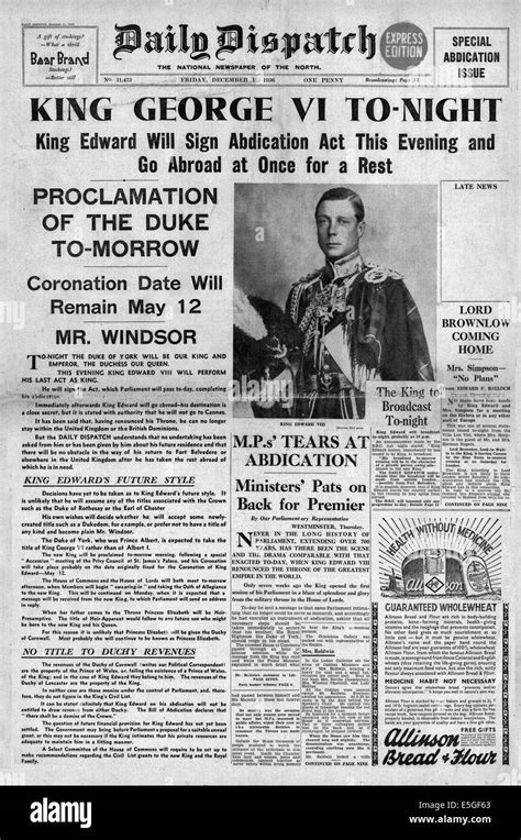 Edward viii abdication newspaper hi-res stock photography and images ...