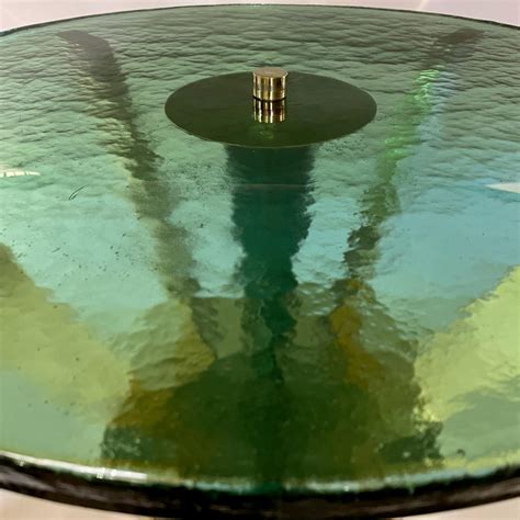 Late 20th Century Brass & Green Molten Murano Glass Coffee Table