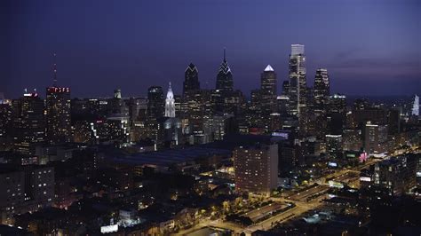 5K stock footage aerial video of Downtown Philadelphia skyscrapers and ...