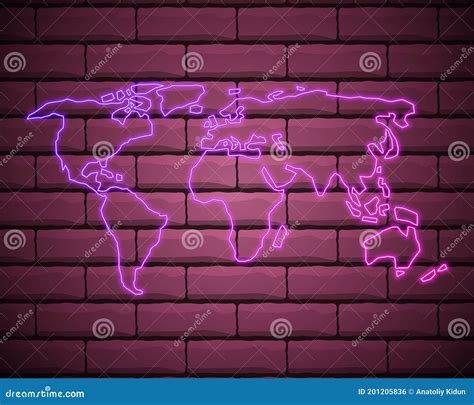 Neon World Map Outline. Futuristic Animation, Creative Glowing Lights Outline Of Planet Earth ...