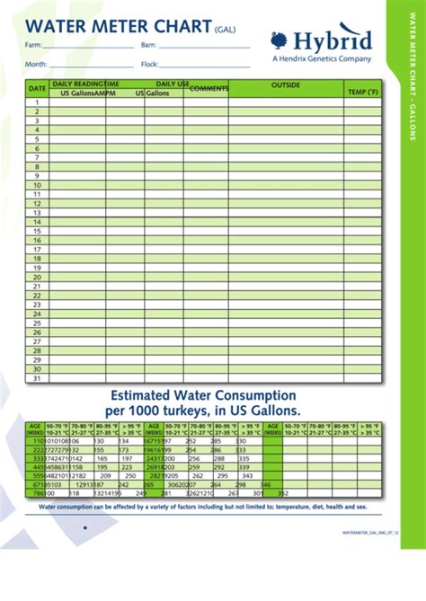 Water Meter Reading Chart