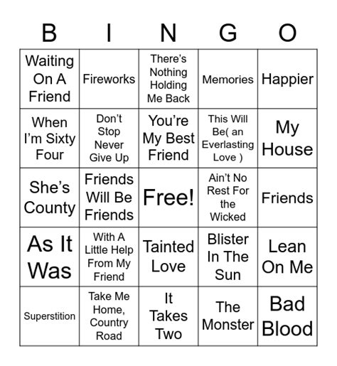 BINGO With Friends Bingo Card