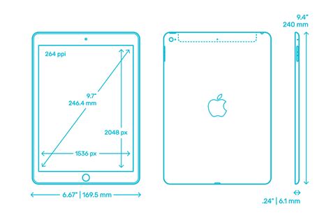 Apple iPad Air 2 (2nd Gen) - 2014 Dimensions & Drawings | Dimensions.Guide