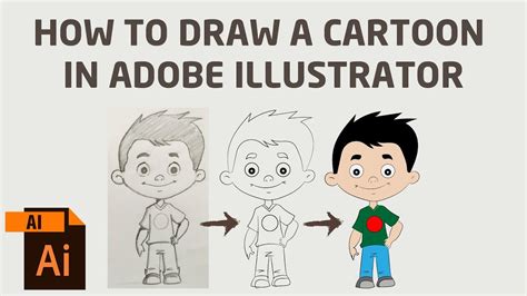 How to draw a Cartoon Character in Adobe Illustrator Drawing Tutorial ...