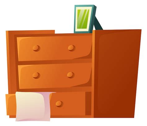 Premium Vector | Wooden dresser cartoon cabinet bedroom drawer furniture