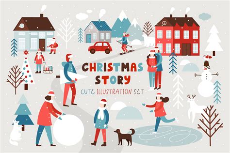 Christmas story - illustration set By Juliya Kochkanyan | TheHungryJPEG