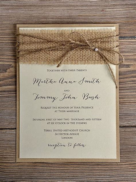 rustic wedding invitation 10 … | Invitaciones para boda de yute, Invitaciones de boda campestre ...