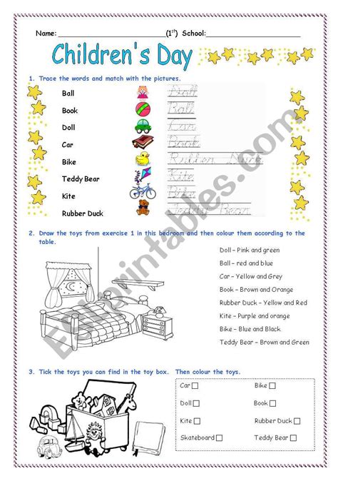 Children´s Day Activity Worksheet - ESL worksheet by Diana Parracho