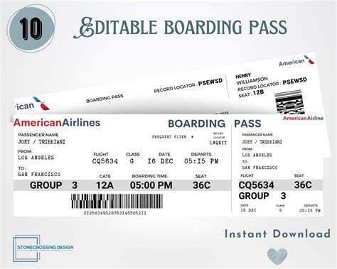 Editable Airline Boarding Pass Ticket Template. Surprise Trip Ticket. Printable Airline Ticket ...