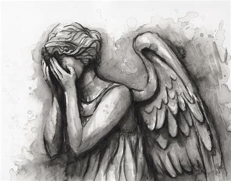 Weeping Angel Watercolor Painting by Olga Shvartsur - Pixels