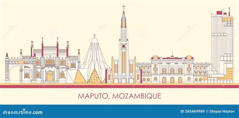 Cartoon Skyline Panorama of City of Maputo, Mozambique Stock Vector ...