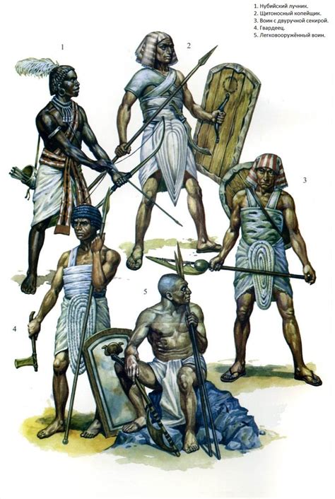 Egyptian warriors. No.1 is a Medjay mercenary from northern Sudan ...