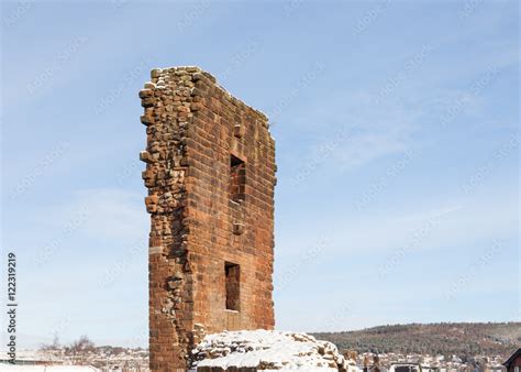 Penrith Castle. A view of Penrith Castle and beyond to Beacon Hill in ...