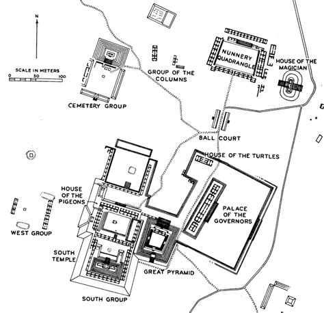 20 Map of Uxmal, from Sylvanus Morley, The Ancient Maya, 1947, pl. 49.... | Download Scientific ...