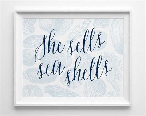 She Sells Seashells Print Beach Decor Shell Art Nautical