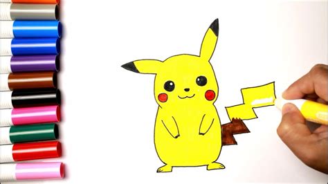 Pikachu Cartoon Drawing With Colour