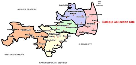 Map of Thiruvallur District showing sample collection site of Kattur... | Download Scientific ...