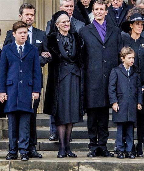 Queen Margrethe II of Denmark with her sons by her side watch on as her ...