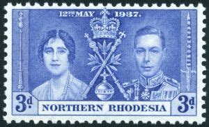 Stamp: King George VI and Queen Elizabeth (Northern Rhodesia) (Coronation) Mi:GB-NR 24,Sn:GB-NR ...