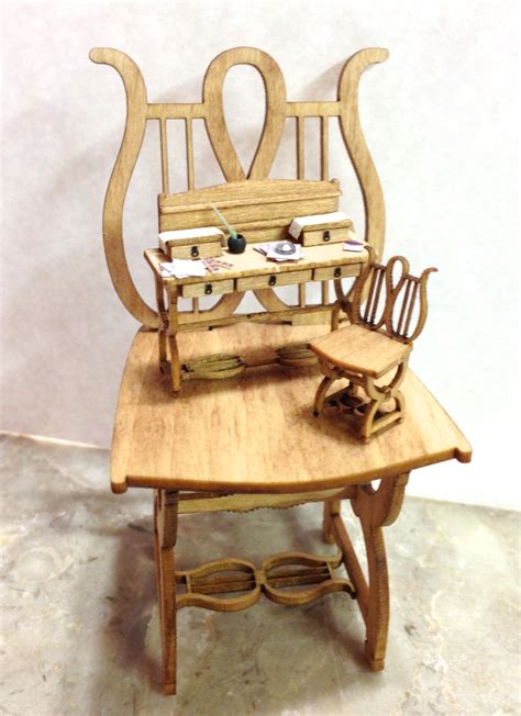 1:48 Music Motif Desk & Chair kit with Accessories | Stewart Dollhouse Creations