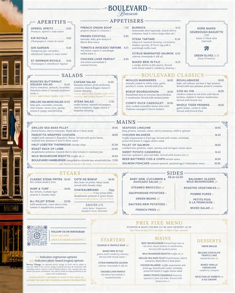 Menus 2023 - Boulevard Brasserie in London | TheFork