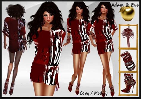 Second Life Marketplace - A&E City Outfit Red Grunge (Rigged Mesh 5 Sizes)